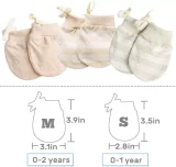 Kalevel 3 Pairs Newborn Baby Mittens No Scratch Cotton Gloves 0-2 Years Mixed Colors