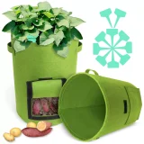 Kalevel 2 Pack 10 Gallon Potato Planter Grow Bags Vegetable Planting Bags Containers with Flap and 10pcs Plant Labels for Yard Balcony