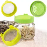 Kalevel Set of 4 Sprouting Jar Lids Plastic Bean Seed Sprout Lids Strainer Fit for Mason Canning Jars Multiple Colors
