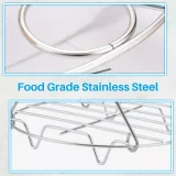 Kalevel Pressure Cooker Rack Trivet Stainless Steel Egg Steamer Rack Stand 6 8 Quart Versatile with Heat Resistant Handles