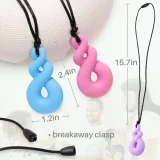 Kalevel Chew Necklace Sensory Chewing Necklace 3 Pack Silicone Teething Chewable Jewelry Pendant for Kids Boys Girls Adults (A Set)