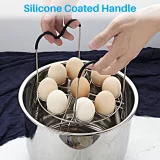 Kalevel Set of 2 Pressure Cooker Egg Steamer Rack Trivet Stand Stainless Steel Round Cooling Racks with Heat Resistant Handles