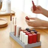 Kalevel Silicone Lipstick Holder 36 Slots Makeup Cosmetic Storage Organizer with 2pcs Neoprene Lip Balm Sleeve Keychain (L)
