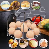Kalevel Set of 2 Pressure Cooker Egg Steamer Rack Trivet Stand Stainless Steel Round Cooling Racks with Heat Resistant Handles