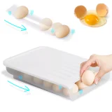 Kalevel Egg Storage Container Box Auto Scrolling Plastic Egg Holder Stackable Refrigerator Egg Storage Case Bin with Lid Easy to Use