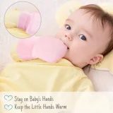 Kalevel No Scratch Gloves Baby Cotton Mittens Newborn Boy Girl Gloves Infant Mittens with Anti Slip Long Cuff for Growing Babies 0-12 Months(2 Pairs)