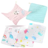 Kalevel Baby Washcloths Muslin Burp Cloths 6 Pack Natural Soft Cotton Baby Face Wipes Cloth Newborn Bath Towel 12x12 Inches