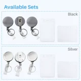 Kalevel 3pcs Badge Holder Reel Retractable Heavy Duty Key Ring Name Tag Clips 1.6in with 2pcs Vertical ID Card Holder Horizontal