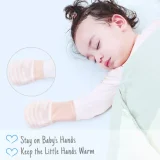 Kalevel No Scratch Gloves Baby Cotton Mittens Newborn Boy Girl Gloves Infant Mittens with Anti Slip Long Cuff for Growing Babies 0-12 Months(2 Pairs)