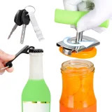 Kalevel Jar Opener Stainless Steel Can Lid Remover for Seniors Women Weak Hands with 2pcs Beer Bottle Opener Easy to Store