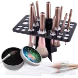 Kalevel Makeup Brush Drying Rack Organizer Tree holder 26 Holes and Color Remover Sponge with 26pcs Brush Protector Sleeves