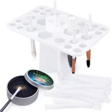 Kalevel Makeup Brush Drying Rack Organizer Tree holder 26 Holes and Color Remover Sponge with 26pcs Brush Protector Sleeves