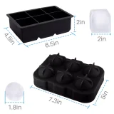 Kalevel 2 Pack Ice Cube Trays Silicone Ice Rounds Maker Ice Sphere Mold Large Easy Release Ice Tray with Funnel for Drinks Food