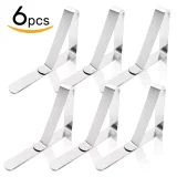 Kalevel Table Cloth Holder Clips Indoor Outdoor Stainless Steel Tablecloth Clips Picnic Table Cloth Cover Clamps Extra Large Table Cloth Skirt Clips Durable, Windproof, and Rust-Free (6 Pack)