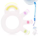 Kalevel Silicone Teething Toy Baby Chew Toys Teethers Rings with Elastic Clip Holder and Soothing Tool for Boy Girls