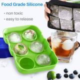 Kalevel 2 Pack Ice Cube Trays Silicone Ice Rounds Maker Ice Sphere Mold Large Easy Release Ice Tray with Funnel for Drinks Food