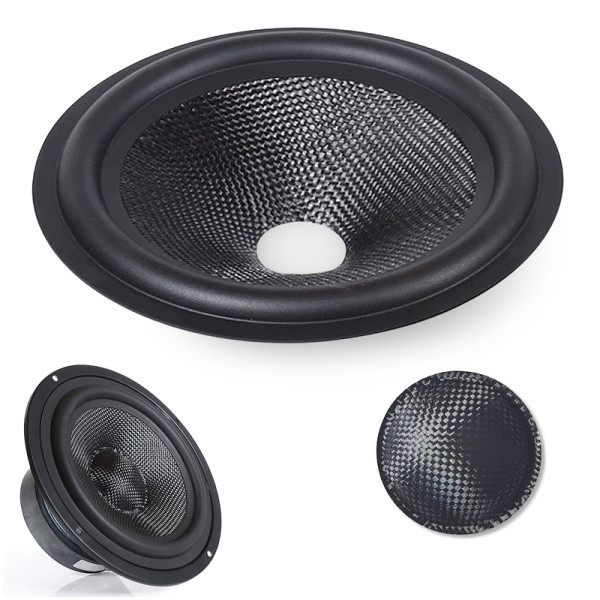 Kalevel Paper Speaker Cone Black Protection Coil Cone Loudspeaker Audio Subwoofer Dust Cap Carbon Fiber with Rubber Surround