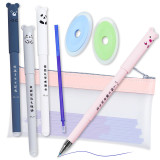 Kalevel Kawaii Gel Pens Erasable Gel Pens Cute Cartoon Rollorball with Refills Erasers Pencil Case Set for Adult Stationery Office Supplies