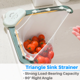 Kalevel Kitchen Sink Strainer Basket Corner Sink Drain Strainer Triangle Multipurpose with 100 pcs Net Mesh Bags for Sink Food Waste Leftover