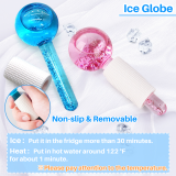 Kalevel 3 Pcs Ice Roller Facial Skincare Ice Roller Massager and Gua Sha Board and Beauty Glitter Ice Globe Set for Face Tightening Wrinkles