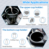 Kalevel 2 in 1 Car Cup Holder Expander Organizer Insert with Adjustable Base Multifunctional Adapter Retractable for Large Small Cups