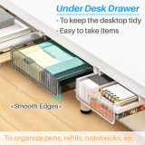 Kalevel Under Desk Drawer Plastic Drawer Storage Hidden Desktop Drawer Tray Sliding Storage Organizer for Paper School Office 2 Pack