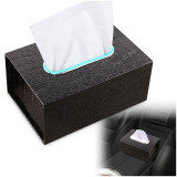 Kalevel Car Tissue Holder Cover PU Leather Tissue Box Container Black Napkin Holder Tray Magnetic for Bathroom Accessories Office Crocodile