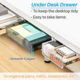 Kalevel 2 Pcs Under Desk Drawer Mounted  Desk Organizer Plastic Under Table Storage Organizer Accessories Hidden Self Adhesive for Office Home