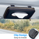 Kalevel Tissue Holder Box Decorative Napkin Dispenser Cover Leather Tissue Case Hanging with Zipper Clip On for Car Visor Vehicle Side Door
