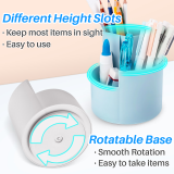 Kalevel 4 Pcs Rotating Desk Organizer Cute Pen Holder 360 Degree Pencil Holder Cup Small Spinning Makeup Organizer with Sticky Note for Office