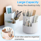 Kalevel 4 Pcs Rotating Desk Organizer Cute Pen Holder 360 Degree Pencil Holder Cup Small Spinning Makeup Organizer with Sticky Note for Office