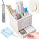 Kalevel 4 Pcs Rotating Desk Organizer Pen Holder 360 Degree Makeup Organizer Plastic Pen Cup Holder Cute Accessories with Sticky Note Drawers for Kids