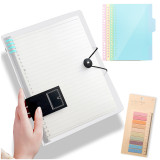 Kalevel Ring Binder Notebook Refillable Loose Leaf Binder Clear Round Ring Binder Cover Protector with Index Tab for Student School 66 Pcs