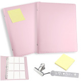 Kalevel 5 Pcs Ring Binder Leather Loose Leaf Binder Refillable Planner Binder Cover Protector with Stainless Steel Clip for Documents Kids