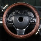 Kalevel Cowhide Steering Wheel Cover Leather Grip Steering Wheel Cover Protector Decoration Universal 15 Inch Durable for Women Pickups