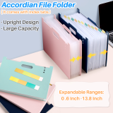 Kalevel 4 Pcs Accordian File Folder Plastic Document Holder Letter Size Portable Receipt Organizer with Translucent Zipper Pouch Set for School