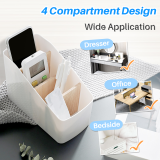 Kalevel 3 Pcs Remote Control Holder Plastic Pen Organizer White Desktop Storage Detachable with Wall Mount Remote Control Caddy for Office School Home