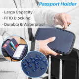 Kalevel 4 Pcs Travel Passport Wallet Rfid Blocking Passport Holder Neck Family Waterproof Document Organizer Pouch with Zipper Suitcase Tag for Women Men