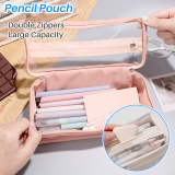 Kalevel 7 Pcs Big Capacity Pencil Case Portable Makeup Pouch Simple Cosmetic Bag Organizers and Storage with Clear Window for School