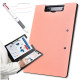 Kalevel 2 Pcs Plastic Clipboard Foldable Nursing Clipboard Waterproof Writing Board with 3 Color Ballpoint Pen Set for Students Work