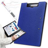 Kalevel 2 Pcs Plastic Clipboard Foldable Nursing Clipboard Waterproof Writing Board with 3 Color Ballpoint Pen Set for Students Work