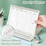 Kalevel 2 Pcs 112 Sheets Clear Weekly Planner Undated Weekly Planning Pad Spiral Bound Daily to Do List Notebook Reusable for School Students