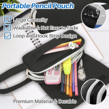 Kalevel 7 Pcs Nylon Pencil Pouch Big Capacity Pen Case Portable Cosmetic Bag Organizer with Handle Erasable Gel Pen Refills Set for School