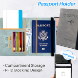 Kalevel Passport Holder RFID Blocking Passport Wallet Leather Travel Wallet Organizer Accessories with Card Slots Set for Men