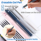 Kalevel 7 Pcs Nylon Pencil Pouch Big Capacity Pen Case Portable Cosmetic Bag Organizer with Handle Erasable Gel Pen Refills Set for School