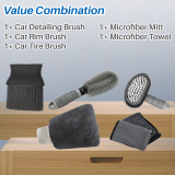 Kalevel 5 Pcs Car Detailing Brush Interior Car Cleaning Tools Exterior Car Wheel Brush Rim Tire Brush Wash Mitt Towel Set Microfiber for Vents