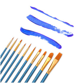 Kalevel 10 Pcs Paint Brushes Nylon Artist Brush Watercolor Painting Supplies Set with Ergonomic Handle for Acrylic Painting Beginners