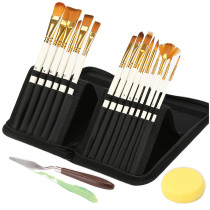 Kalevel 18 Pcs Nylon Paint Brushes Watercolor Artist Paint Brush Drawing Supplies with Ergonomic Handle Pouch Set for Classroom Rocks