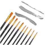 Kalevel 10 Pcs Paint Brushes Nylon Artist Brush Watercolor Painting Supplies Set with Ergonomic Handle for Acrylic Painting Beginners