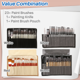 Kalevel Paint Brushes Nylon Artist Brush Acrylic Painting Tools and Accessories Knife Set Easy Grip Reusable for Classroom Beginners 25 Pcs
